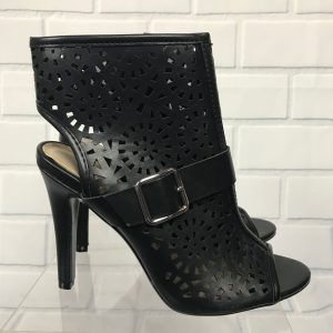 New Delight Black Faux Leather Cut Out Peep Toe Sexy Booties Sz 8