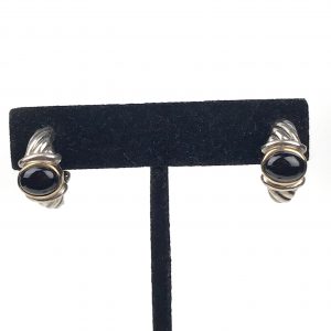 Ross Simon Sterling Silver & 14K Gold Black Onyx Omega Clip Earrings
