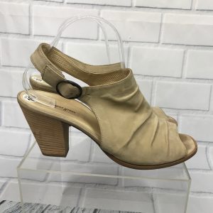 Paul Green Peep Toe Sandal Beige Block Heel Leather - 7.5 UK / 10 US - Stains