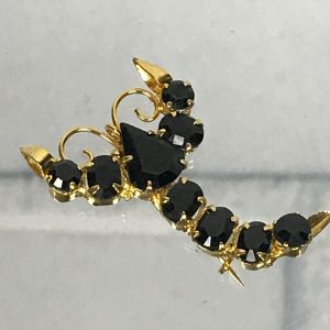 Black Rhinestone Scorpion Gold Tone Small Brooch - Some Knicks on Rhinestone