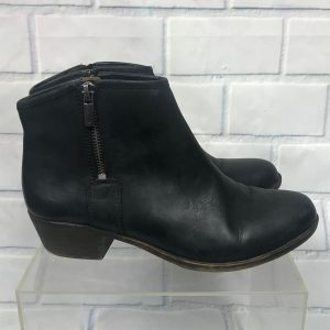Lucky Brand Black Leather Ankle Boots Boom Side Zipper Women Size 8 Medium