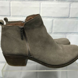 Lucky Brand Basel Suede Almond Toe Ankle Booties Brown Women Sz 6.5