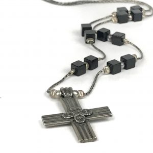 Silpada Sterling Silver 925 Black Onyx Cross Religious 17" Necklace