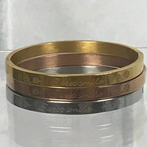 ❤️ Tri Color Gold Silver Tone 4 Leaf Sweet Bangles Bracelet