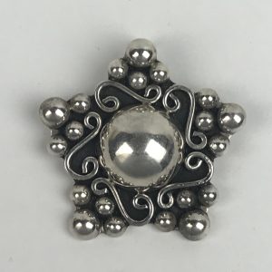 Taxco Mexico Modernist Sterling Silver 925 Celestial Star Pendant Brooch 1.83"