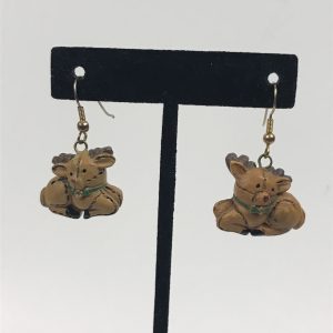 Rudolph Reindeer Christmas Holiday Drop Dangle Plastic Hook Earrings 1.53"