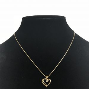 Ross Simons CZ Heart Love Sterling Silver Gold Vermeil Pendant Necklace