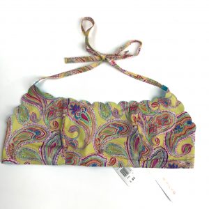 NWT PilyQ Scallop Paisley Blue Bikini Swim Top Size D