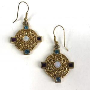 ❤️ Monet Faux Opal Dangle Gold Tone Drop Earrings