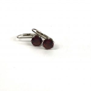 Sterling Silver Deep Red Garnet Drop Earrings